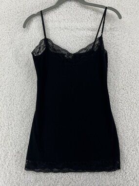 Bozzolo Tank Top Women's Size Medium Black Lace Camisole Y2K Preppy Minimalist